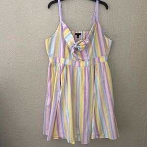 Womens Plus Torrid Mini Poplin StripeTie-Front Skater Dress, 3/3X, Spring Summer